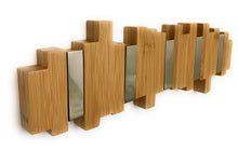 Load image into Gallery viewer, Featured modern wall mounted coat rack 100 natural bamboo coat and hat hooks sturdy chrome flip hooks modern and urban design for entryway hallway bathroom bedroom closet 5 hook