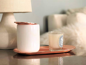 Kitchen white real marble jar with rose gold lid tray small vanity jar for bathroom storage make up brushes q tips pens flowers trinkets keys metal lid round shape container bathroom cup